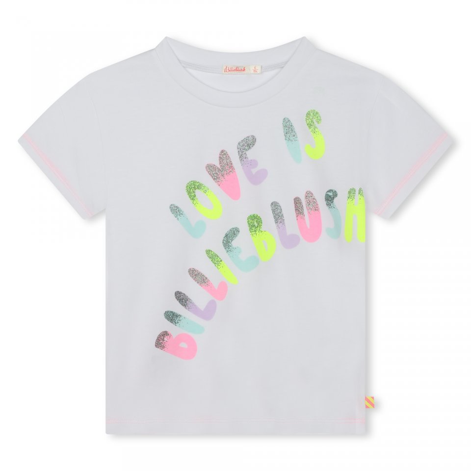 BILLIEBLUSH U20084 WHITE TEE SHORT SLEEVE NEON PRINTED DETAIL