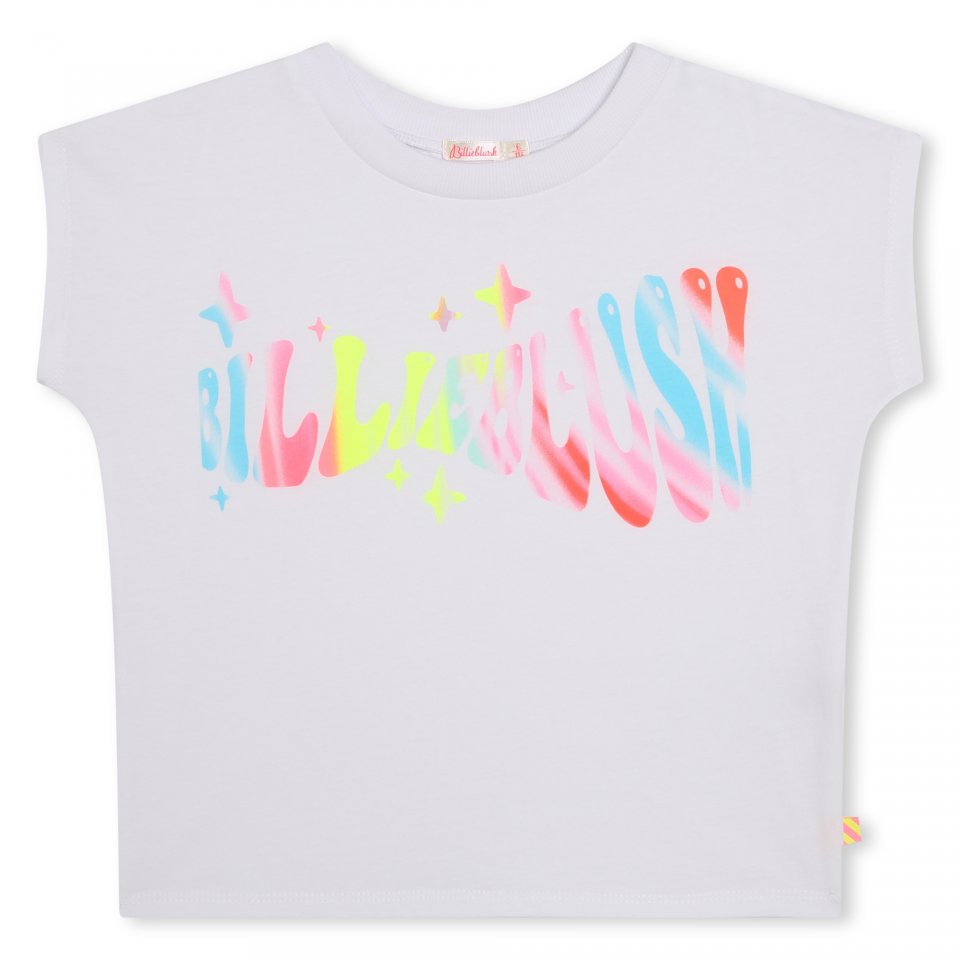 BILLIEBLUSH U20114 WHITE TEE  SHORT SLEEVE  NEON PRINTED DETAIL