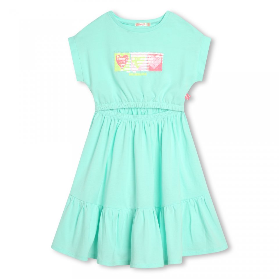 BILLIEBLUSH U20188 TURQ COTTON DRESS CUT OUT DETAIL 5,6,8,& 10yrs only 