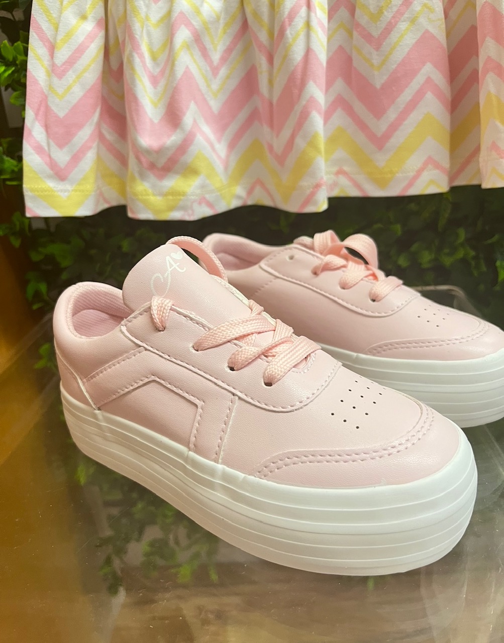 ADEE PATTY BLOCK PALE PINK PLATFORM TRAINERS light weight sizes 25 7.5 only remaining Rainbow Clothing